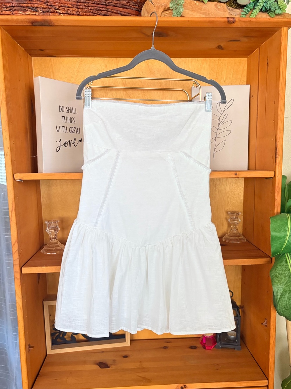 Peppermayo Linen Cotton Strapless Mini Dress Size 6 NWT Coastal chic Bachelorett - Picture 3 of 8